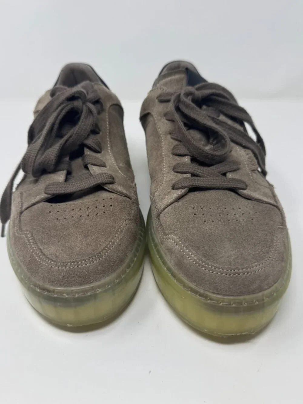 AllSaints Made in Portugal Suede Sneakers EU 40 Gray Taupe Gum Sole Casual Shoes